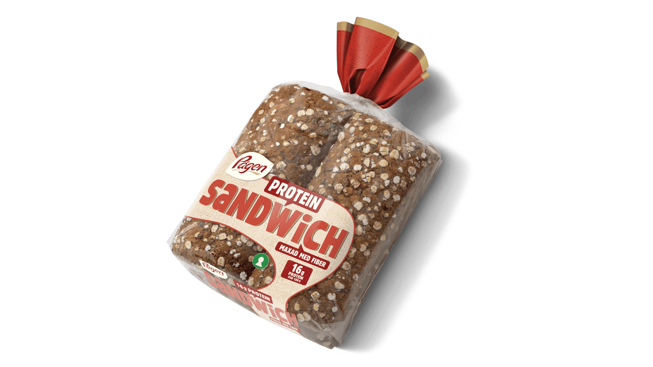 Protein Sandwich i sin förpackning