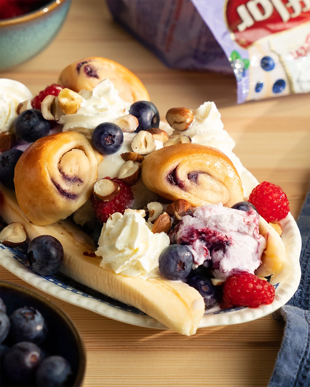 Banana Split med Gifflar Blåbär & Vanilj