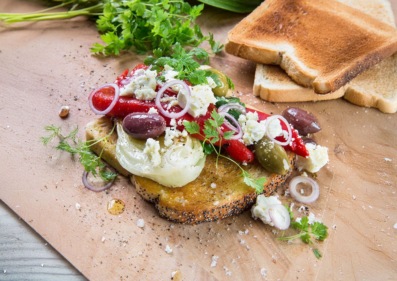 Bild på varma vegetariska mackor