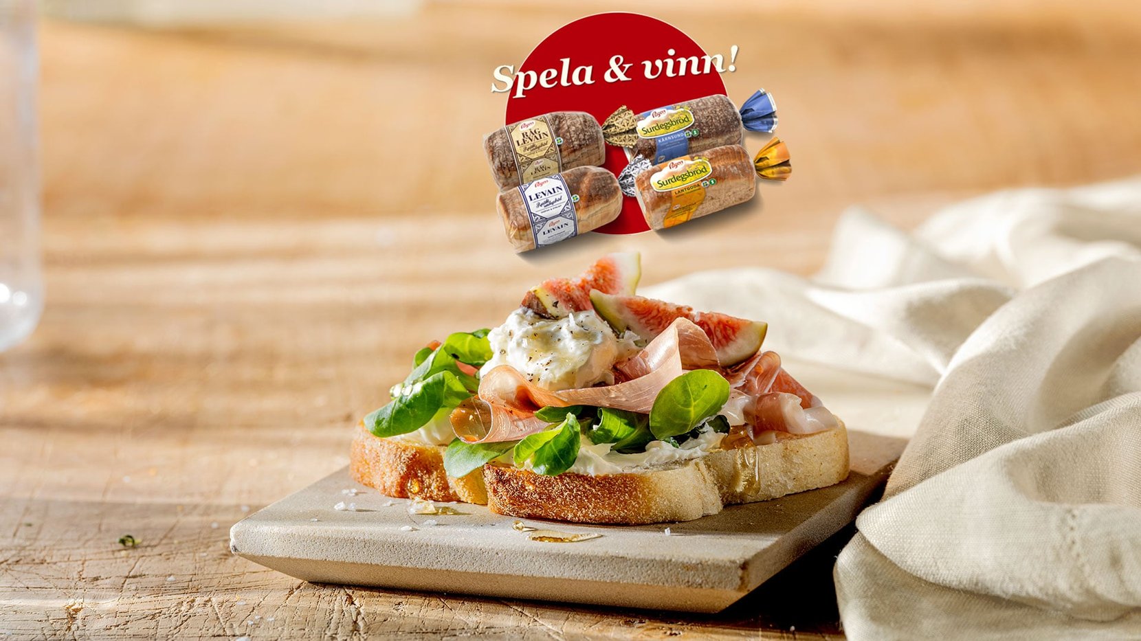 Levain macka med burrata och skinka