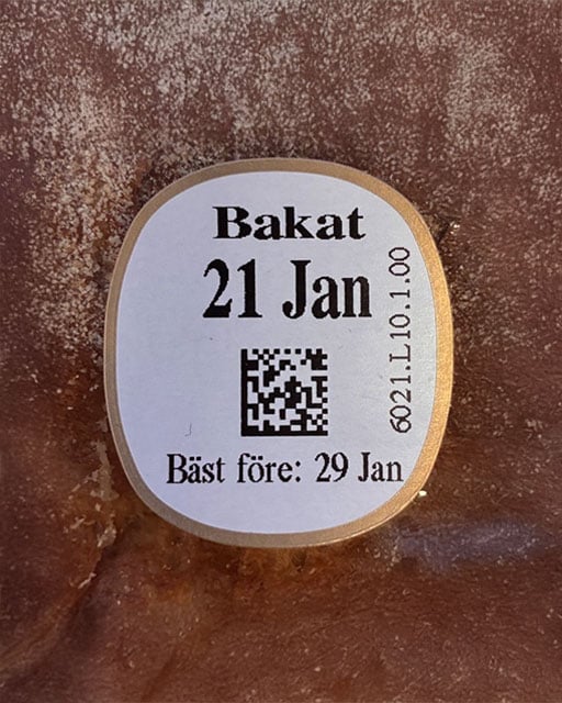 Bild på Bakdagsetikett