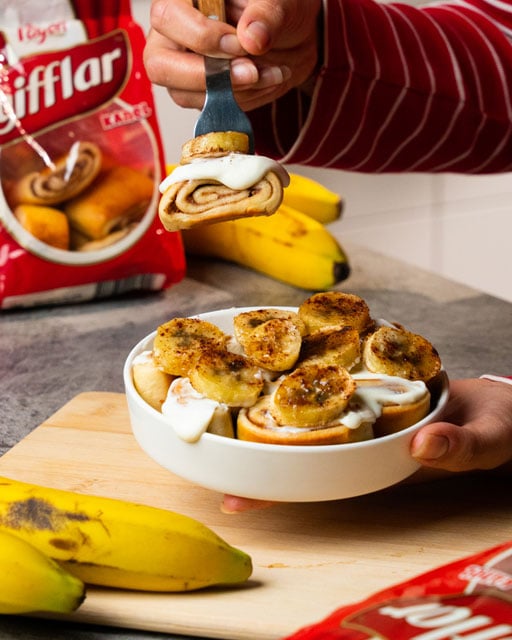 Gifflar Kanel med karamelliserad banan